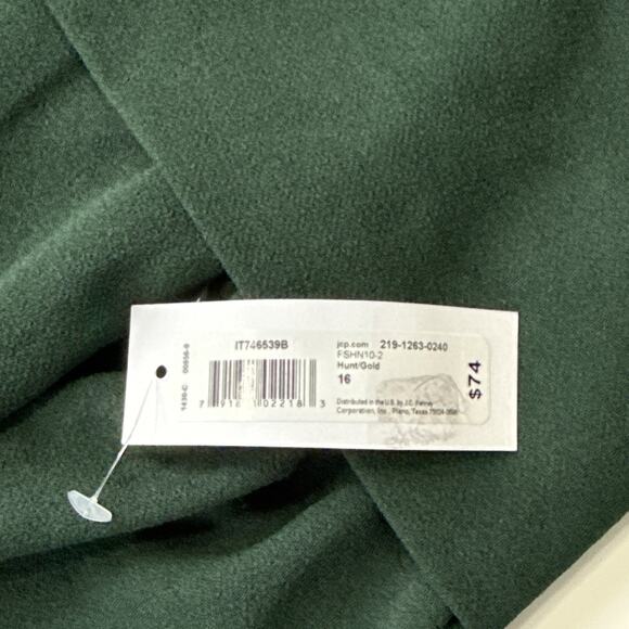 Premier Amour Off Shoulder Midi Dress Hunter Green Holiday Glam Women's 16 NWT - Picture 6 of 12